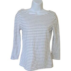 ---  Gray and White Striped Shirt Size Medium